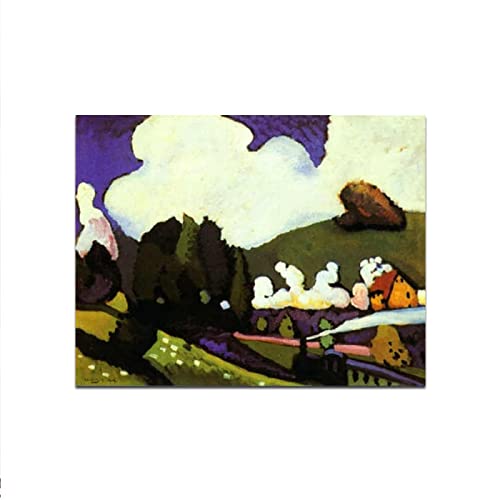 Berühmte Gemälde von Kandinsky - "Landschaft mit einer Dampflokomotive". Wandbild auf Leinwand für Wohnzimmer, Schlafzimmer, Dekoration, 30 x 36 cm (11,8 x 14,2 Zoll), rahmenlos von Artwork Grocery Store