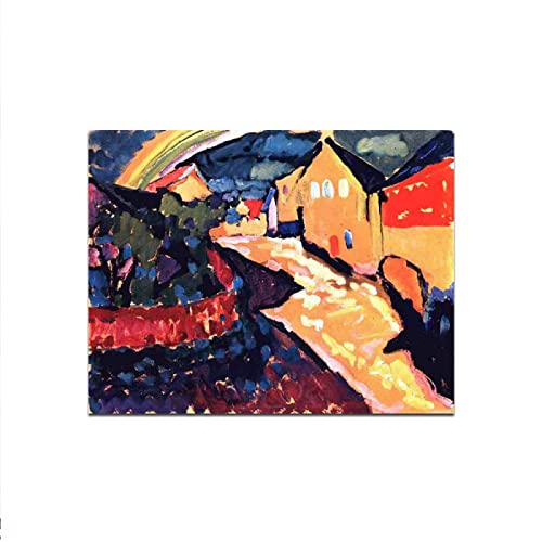 Berühmte Gemälde von Kandinsky - "Murnau mit Regenbogen". Wandbild auf Leinwand für Wohnzimmer, Schlafzimmer, Dekoration, 30 x 39 cm (11,8 x 15,4 Zoll), rahmenlos von Artwork Grocery Store