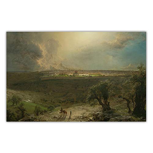 Leinwand Wandkunst Frederic Edwin Church"Jerusalem from the Mount of Olives,1870" Druck auf Leinwand-Kunstdruck auf Leinwand-Reproduktion berühmter Gemälde 80x128cm Rahmenlos von Artwork Grocery Store