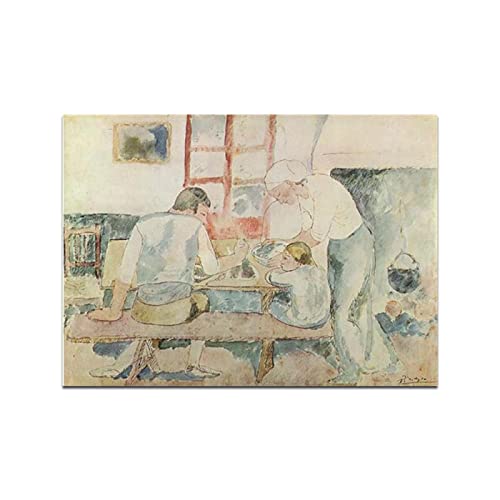 Picasso Gemälde Leinwand Wandkunst. "Abendessen (Evokation von Horta d'Ebre)". Berühmte Kunstreproduktion. Berühmte Picasso Leinwand 40x56cm Rahmenlos von Artwork Grocery Store