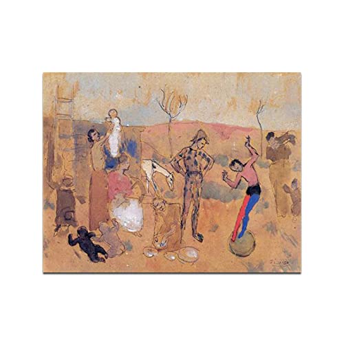 Picasso Gemälde Leinwand Wandkunst. "Familie der Jongleure". Berühmte Kunstreproduktion. Berühmte Picasso Leinwand 40x52cm Rahmenlos von Artwork Grocery Store