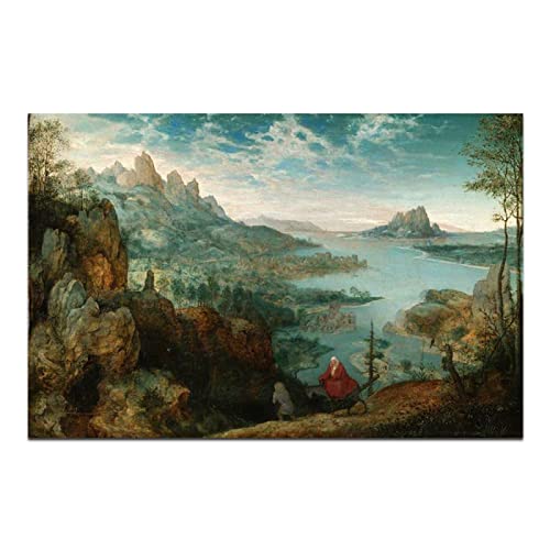 Pieter Bruegel die Gemälde – „Landschaft mit der Flucht nach Ägypten“. Wandbild auf Leinwand für Wohnzimmer, Schlafzimmer, Dekoration, 30 x 54 cm (11,8 x 21,3 Zoll), rahmenlos von Artwork Grocery Store