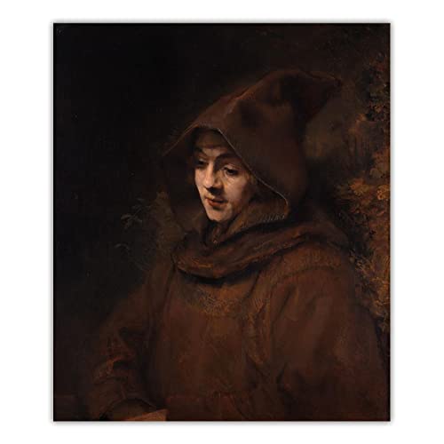 Wandbilder Wohnzimmer Modern Rembrandt’s Son Titus in a Monk’s Habit Rembrandt Druck auf Leinwand-Moderne Wand Leinwand Kunst-Reproduktion berühmter Gemälde 30x36cm Rahmenlos von Artwork Grocery Store