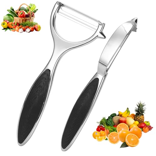 Aruicheng Sparschäler Set Kartoffelschäler Edelstahl Gemüseschäler Rutschfestem Griff Spargelschäler Multifunktion Y-Förmig Schäler Küche Peeler für Karotten, Tomaten, Obst 2 Stück von Aruicheng