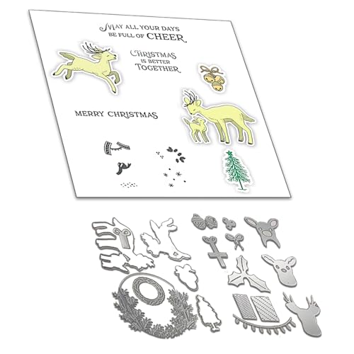 2024 Neue Metall Schneiden Sterben Und Stempel Set,Weihnachten Silikon Klar Stempel Für DIY Geburtstage Scrapbooking Kunst Handwerk Supplies Stamping (Z9320-stempel und Stanzformen Set) von Aruieys