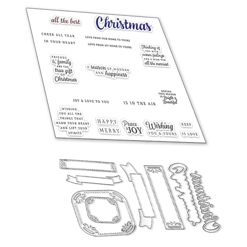 2024 Neue Metall Schneiden Sterben Und Stempel Set,Weihnachten Silikon Klar Stempel Für DIY Geburtstage Scrapbooking Kunst Handwerk Supplies Stamping (Z9323-stempel und Stanzformen Set) von Aruieys