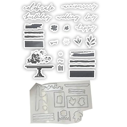 2024 Weihnachten Neue Metall Schneiden Sterben Und Silikon Stempel Set,Für Halloween DIY Geburtstage Scrapbooking Kunst Supplies Handwerk Supplies Stamping (M158-stempel und Stanzformen Set) von Aruieys