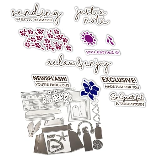 2025 Neue Blumen Geburtstag Dekoration Pflanzen Metall Schneiden Sterben Und klar Stempel Set, Für Grußkarte Scrapbooking Handwerk DIY Fotoalbum (M2406-stempel und Stanzformen Set) von Aruieys