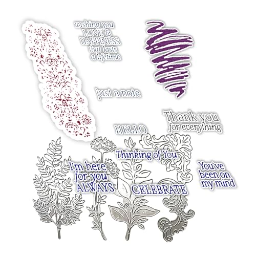 2025 Neue Blumen Geburtstag Dekoration Pflanzen Metall Schneiden Sterben Und klar Stempel Set, Für Grußkarte Scrapbooking Handwerk DIY Fotoalbum (M2413-stempel und Stanzformen Set) von Aruieys