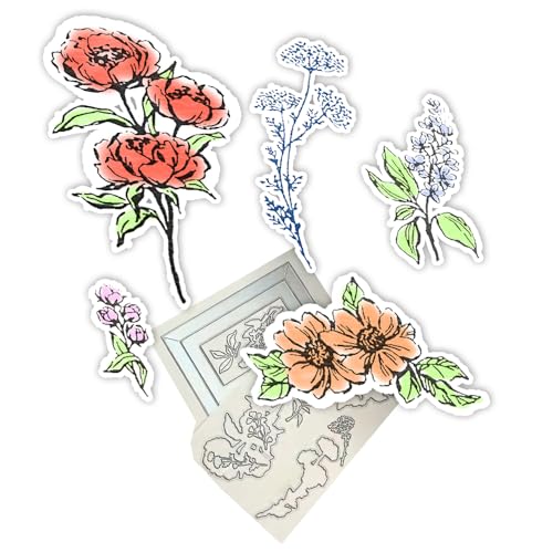 2025 Neue Blumen Geburtstag Dekoration Pflanzen Metall Schneiden Sterben Und klar Stempel Set, Für Grußkarte Scrapbooking Handwerk DIY Fotoalbum (M2414-stempel und Stanzformen Set) von Aruieys