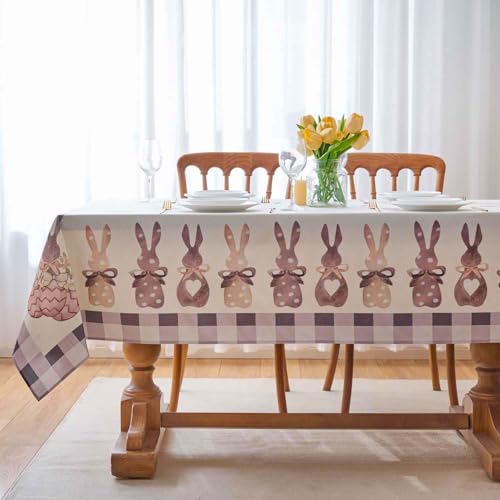 Büffelkaro Ostern Tischdecke 80x80 Leinenoptik Tischwäsche Frühling Hase Karotten Küche Tisch Dekoration Leinen Waschbar Ostertischdecke für Dekorationen Kindergeburtstag Frühlingsparty von Arwllzz