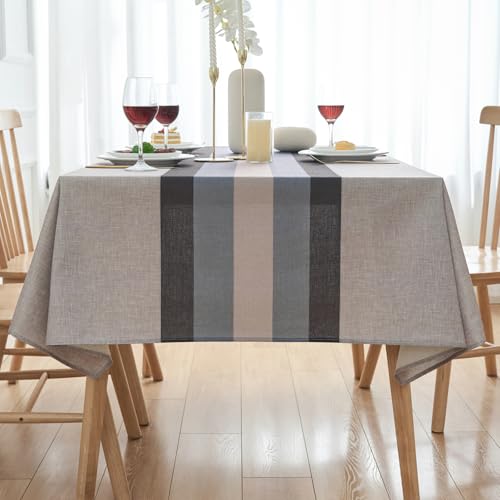 Tischdecke Outdoor Abwaschbar 100x140 Rechteckig Weisse Tischdecken für Party Beige Leinen Tischtuch Wasserabweisend Dauerhaft Kratzfest Table Cloth für Wohnzimmer, Esszimmer, Balkon, Garten von Arwllzz