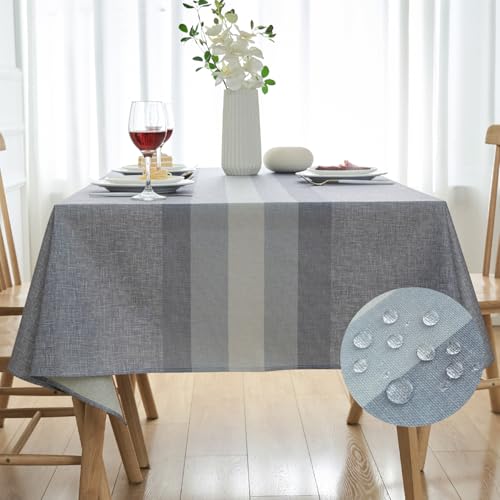 Tischdecke Outdoor Anthrazit 100 x 100 Hellgrau Tischwäsche Leinen Optik Fleckschutz Abwaschbar Tischtuch Runde Wasserdicht Garten-Tischdecken Outdoor für Küche, Esstisch, Couchtisch Party von Arwllzz