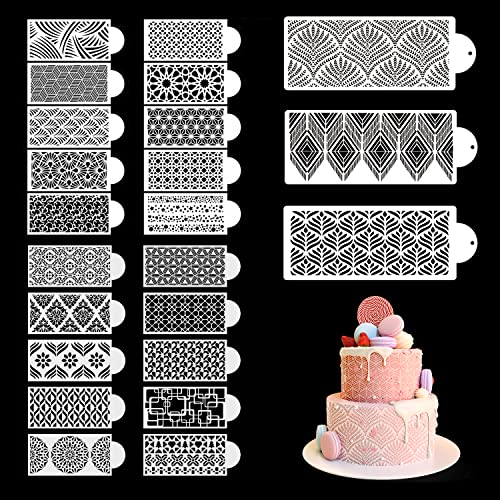 ASAISIMG 23 Pcs Kuchen dekorieren Schablonen Form, Floral Plastic Templates Spray Hochzeitstorte Schablone, Blume Rand hohle Spitze Fondant Kuchen Keks Dekoration Formen DIY Backen Form Mesh Tool von Asaisimg