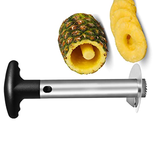 Asdirne Ananas-Entkerner, Ananasschneider mit lebensmittelechter Edelstahlklinge und ABS-Griff, Ananasschäler, 24 cm, Schwarz von Asdirne