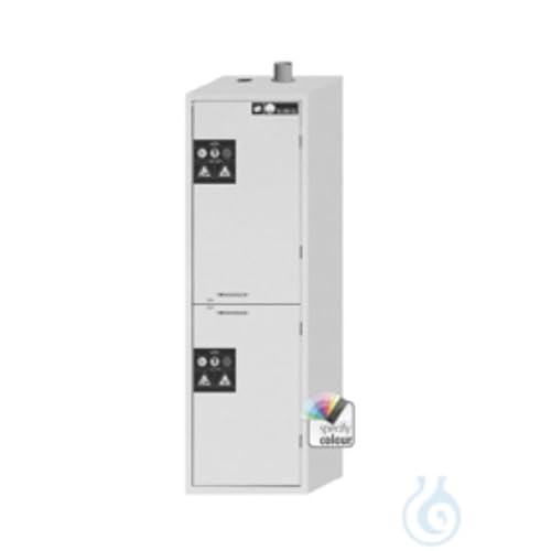 Asecos SL-Classic Säuren- und Laugenschrank mit Horizontaler Mitteltrennwand, Flügeltüren Türanschlag Rechts und Profilzylinderschließung, Lichtgrau, 597 mm Breite, 603mm Tiefe, 1965mm Höhe von Asecos