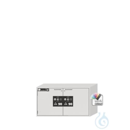 Asecos UB-S-90 Sicherheitsunterbauschrank mit 2 Schubladen, Zylinderschloss und Schließstandanzeige, Lichtgrau, 1102mm Breite, 574mm Tiefe, 600mm Höhe von Asecos