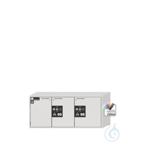 Asecos UB-ST-90 Sicherheitsunterbauschrank mit 1 Schublade, 2 Flügeltüren, Zylinderschloss und Schließstandanzeige, Lichtgrau, 1402mm Breite, 574mm Tiefe, 600mm Höhe von Asecos