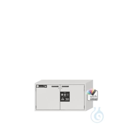 Asecos UB-T-30 Sicherheitsunterbauschrank mit 2 Flügeltüren, Zylinderschloss und Schließstandanzeige, Lichtgrau, 1102mm Breite, 574mm Tiefe, 600mm Höhe von Asecos