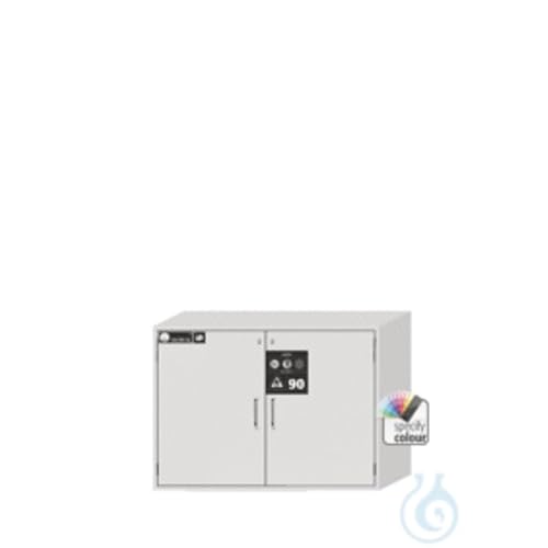 Asecos UB-T-90 Sicherheitsunterbauschrank mit 2 Flügeltüren, Zylinderschloss und Schließstandanzeige, Lichtgrau, 1102mm Breite, 752mm Tiefe, 800mm Höhe von Asecos