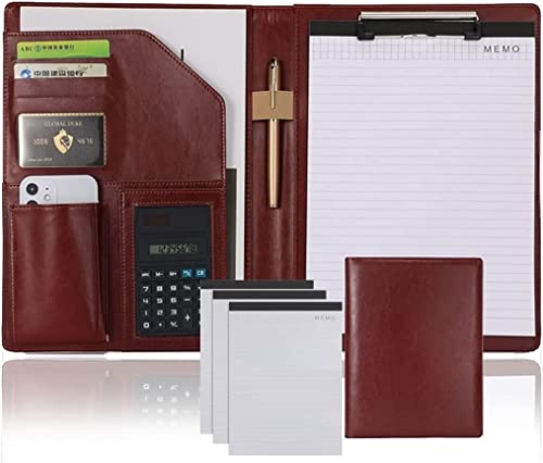 Asfgchh A4 Konferenzmappe Zwischenablage Ordner Padfolio Zwischenablage Leder Planer Binder Mit Taschen Für Business Konferenz Notebook Clip Boards Männer Frauen von Asfgchh