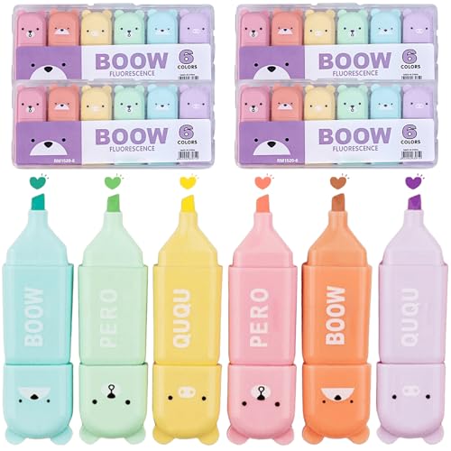 30 Stück Mini Textmarker Pastell, Niedlich Cartoon Bär Textmarker Set Kids Marker Kreativer Süße Stifte Leuchtmarker für Kinder Erwachsene Tagebuch Studenten Malbücher Bürobedarf Schulsachen Zubehör von Asfrode