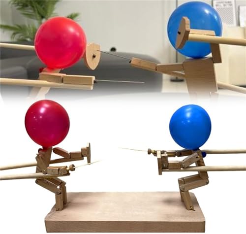 Balloon Bamboo Man Battle,Wooden Bots Battle Game for 2 Players,Handmade Wooden Fencing Puppets,Fast-Paced Balloon Fight,Adult Party Games for Groups,Fast Paced Balloon Fight with 20 Balloons von Ashopfun