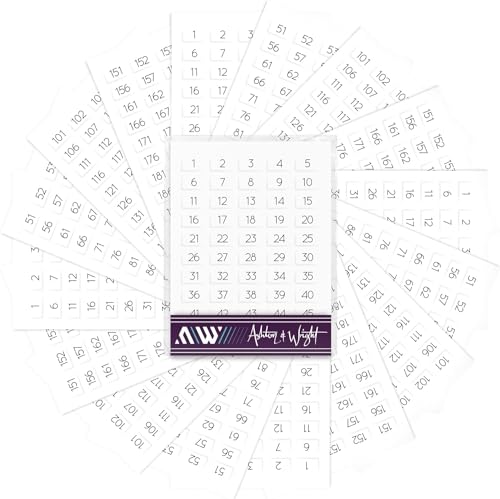 Ashton and Wright, 1–200 nummerierte Aufkleber – leicht abziehbare Etiketten – 13 x 8 mm – Weiß (Doppelpack mit 1600 Stück) von Ashton and Wright