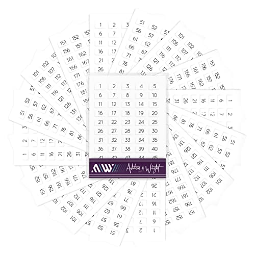Ashton and Wright - 1–200 nummerierte Aufkleber – 800 leicht abziehbare Etiketten – 13 x 8 mm – weiß von Ashton and Wright