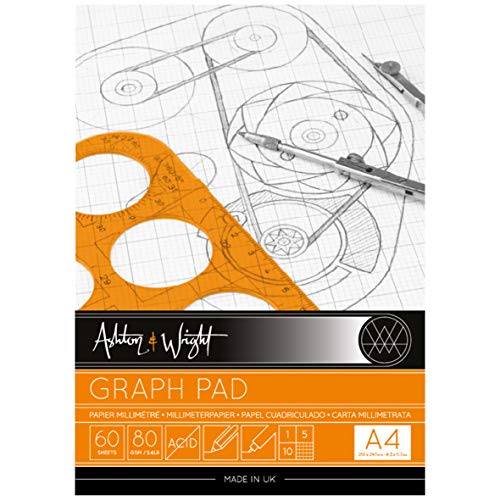 Ashton and Wright - A4 grau-karierter Notizblock, 80 g/m² Papier, 60 Blatt von Ashton and Wright