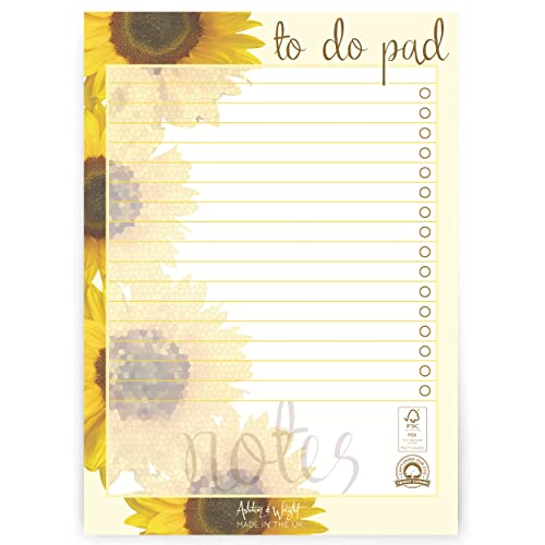 Ashton and Wright - Daily to do Pad - A5 Sonnenblume Schreibtischplaner Organizer - 60 Blatt - 80 GSM von Ashton and Wright