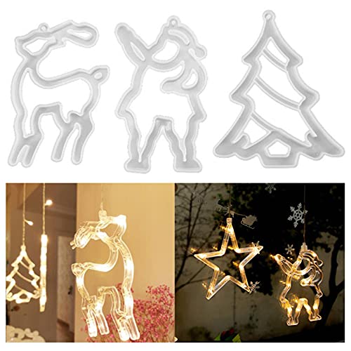 3 Stück Weihnachten Resin Silikon Formen Santa Silikonform Weihnachtsbaum Silikonform Elch Silikonform Epoxidharz Gießform für Weihnachtsschmuck DIY Schneeflocken Weihnachts Baum Hängeornamente von Ashuxxn