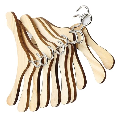 Ashuxxn 12cm Holzpuppen Kleiderbügel Mini Holz Kleiderbügel Kleiderbügel für Puppen Kleiderbügel Puppenzubehör Miniatur Möbel Kleiderbügel Haken aus Holz & Metall für Puppen Kleidung 10 Stück (12cm) von Ashuxxn