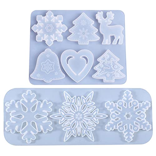 Weihnachten Thema Silikonform Weihnachten Seifenform Harz Schneeflocke Form DIY Backformen Werkzeuge Fondant Formen Harz Casting Form für Muffins Cupcakes Kuchen Pudding Eiswürfel Gelee Seife 2 Stück von Ashuxxn