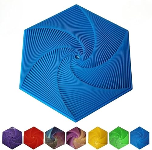 Asiasioc Fraktal-Fidget-Sechskant, 3D-gedruckte sechseckige Gadgets, Unendlichkeitswürfel, Angstabbau-Spielzeug für Erwachsene (Blau, Größe L - 12,4 x 10,9 cm) von Asiasioc