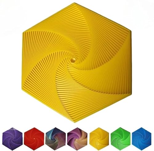 Asiasioc Fraktal-Fidget-Sechskant, 3D-gedruckte sechseckige Gadgets, Unendlichkeitswürfel, Angstabbau-Spielzeug für Erwachsene (Gelb, Größe L - 12,4 x 10,9 cm) von Asiasioc