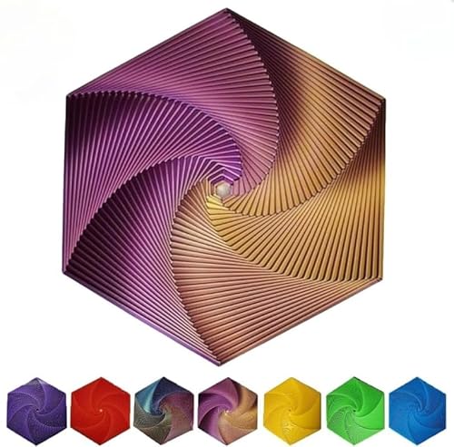 Asiasioc Fraktal-Fidget-Sechskant, 3D-gedruckte sechseckige Gadgets, Unendlichkeitswürfel, Angstabbauspielzeug für Erwachsene (Violett-Gold, Größe M: 7,1 x 6,1 cm) von Asiasioc