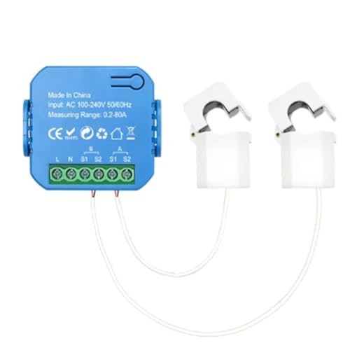 Asinfter Tuya Smart ZigBee Energiezähler Bidirektional mit Stromwandler Klemme App Monitor Leistung 80A (2CT) von Asinfter