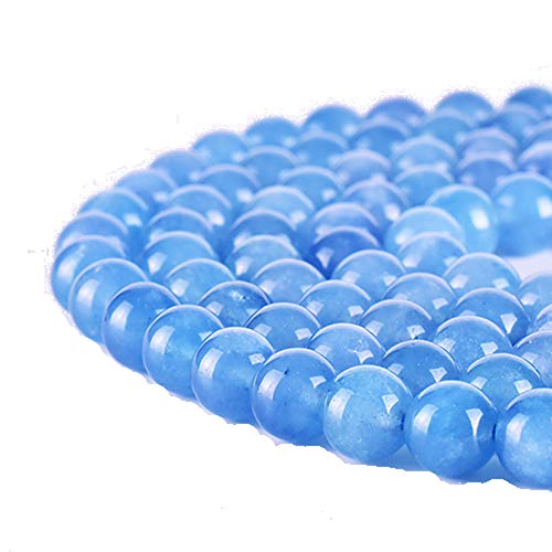 Asingeloo 10 mm kostbare blaue Aquamarin-Edelsteinperlen, Natursteinperlen für die Schmuckherstellung, runde, lose Abstands-Edelsteinperlen, 38,1 cm pro Strang von Asingeloo