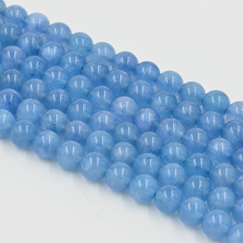 Asingeloo 6 mm natürliche Aquamarin-Perlen für selbstgemachte Schmuckherstellung, runde, polierte Edelsteinperlen, lose Kristallstein-Heilperlen, 38,1 cm pro Strang von Asingeloo