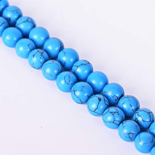 Asingeloo blaue Howlith-Türkis-Steinperlen für die Schmuckherstellung, 6 mm, runde, lose Abstands-Edelsteinperlen für DIY-Armbänder, Halsketten, Ohrringe, 38,1 cm/Strang von Asingeloo