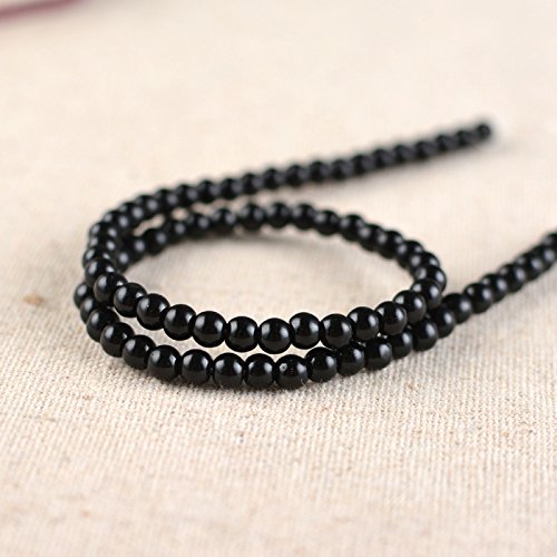 asingeloo Glas Stein Perlen für Schmuckherstellung rund Glas Spacer Perlen für DIY Armbänder 6 mm 8 mm 10 mm 10mm schwarz von Asingeloo