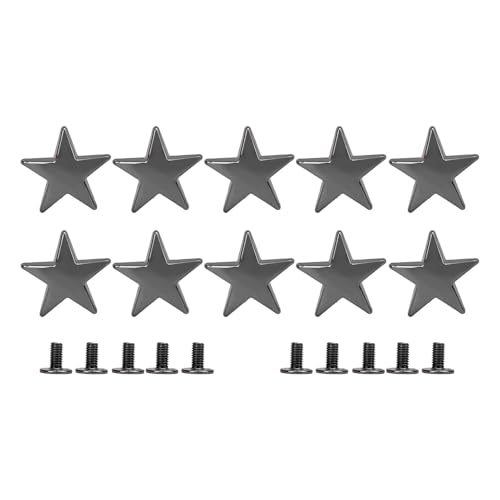 10 PCs Metal Star Nieten, 20 Mm Hochglänzende Zink -Legierungs -Leder -Nieten mit 7 Mm PH -Schrauben, Sternebenen für Kleidungsschuhe Jacken, Sternnieten für Lederfahrzeuge (BLACK) von Asixxsix