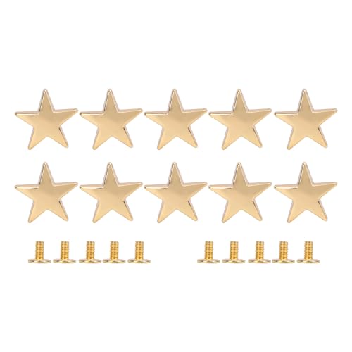 10 PCs Metal Star Nieten, 20 Mm Hochglänzende Zink -Legierungs -Leder -Nieten mit 7 Mm PH -Schrauben, Sternebenen für Kleidungsschuhe Jacken, Sternnieten für Lederfahrzeuge (GOLD) von Asixxsix