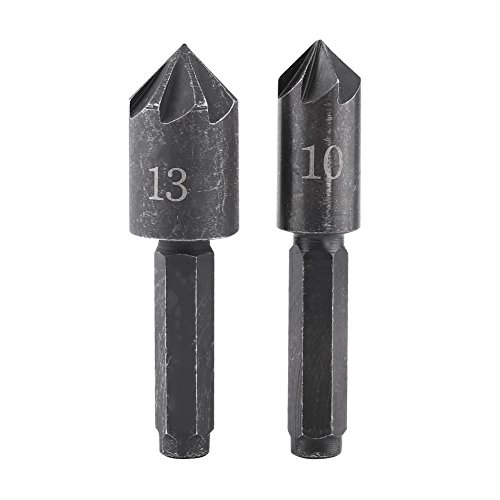 2 Stücke Countersink Bohrer Bit Set, 7 Flöte 82 Grad Hochgeschwindigkeitsstahl Countersink -Bits, 1/4 Zoll Schnellchange -Hex -Schaft für Metall, Holz, Edelstahl, Kohlenstoffstahl von Asixxsix