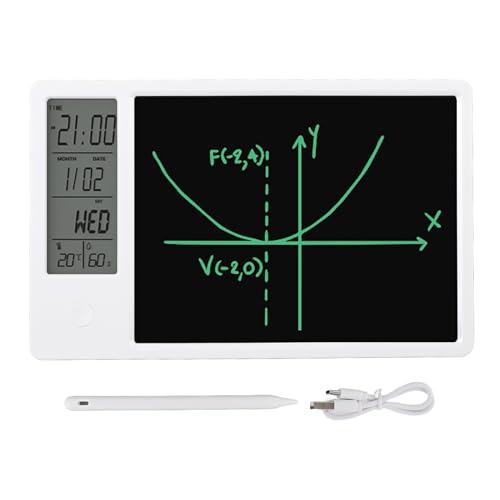 Asixxsix Elektronischer Kalender mit Notizblock, Digitale Temperatur- und Luftfeuchtigkeitsanzeige, Uhr, Datumsanzeige, Desktop-Kalender, 9,5-Zoll-Schreibtafel, Elektronischer Planer, von Asixxsix