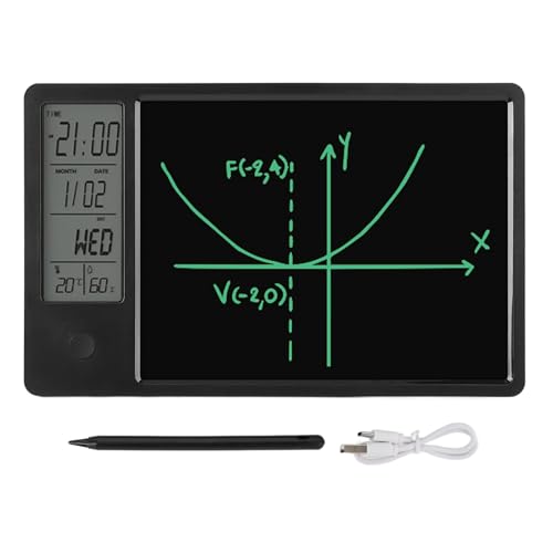 Asixxsix Elektronischer Kalender mit Notizblock, Digitale Temperatur- und Luftfeuchtigkeitsanzeige, Uhr, Datumsanzeige, Desktop-Kalender, 9,5-Zoll-Schreibtafel, Elektronischer Planer, von Asixxsix