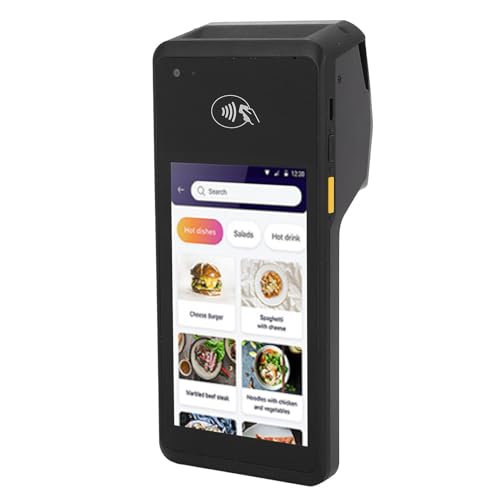 Asixxsix POS-Empfangs Drucker, 5-Zoll-Bildschirm Hand-Thermo Drucker Unterstützung 4G BT Kommunikation, 1D 2D QR NFC Mobile POS-Maschine mit 5-MP-Rückfahrkamera für Kleine Unternehmen von Asixxsix