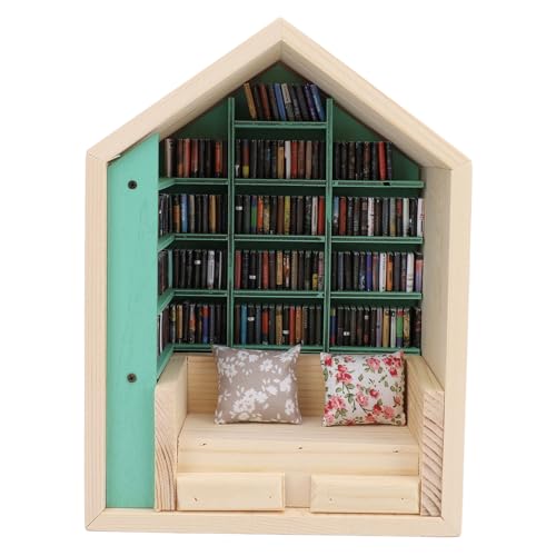 Buchecken-Bausatz, Holz-Miniaturhaus-Bausatz, Mini-Bücherecke, Bücherregal-Dekoration, exquisites, niedliches kleines Haus, Bibliotheksmodell für die Heimbibliotheksdekoration von Asixxsix