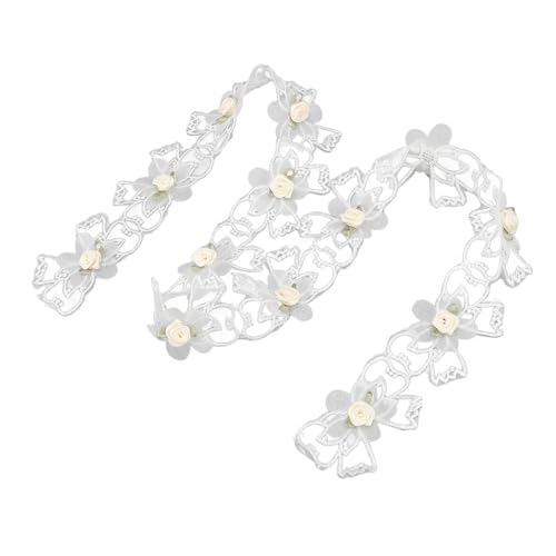 Spitzenbesatzbänder, 3 Rollen Organza 3D-Blumen-Spitzenbesatz, Schleifenblumen-Spitzenkantenbesatz, Vintage-Blumen-Spitzenbänder zur Verschönerung von DIY-Kleiderdekorationen von Asixxsix